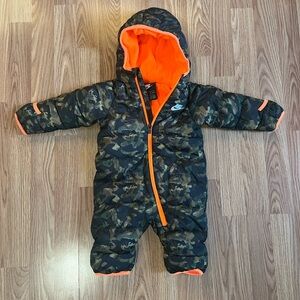 Nike Camouflage Snowsuit with Bright Orange Accents